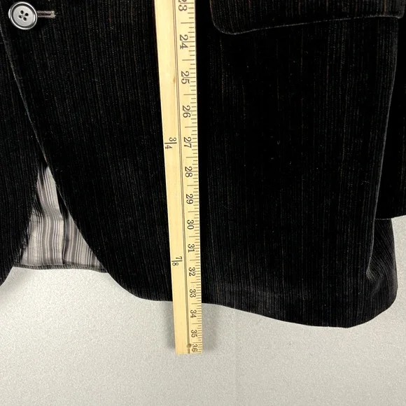 Jack Victor Prossimo Velvet Blazer Sport Coat Mens 44L Black Stripe Cotton Modal